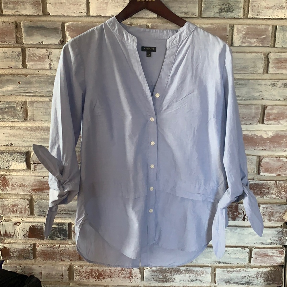 Talbots shirt, button down, petite medium, blue, like new condition.